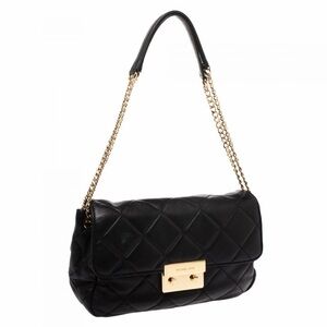 Michael Kors Black Quilted Sloan Black and Gold Shoulder Bag EUC